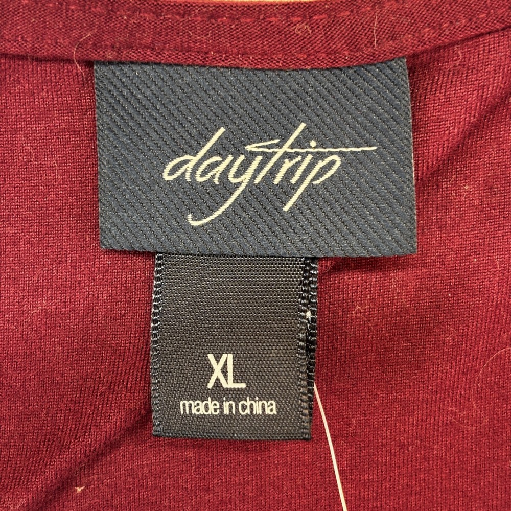 Daytrip Lace Up Top Women‎ XL Fig Burgundy Long Sleeve Grommet New Boho - Picture 6 of 9